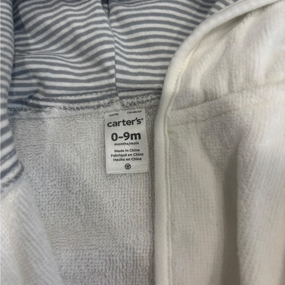 NWOT Carter's Baby 0-9 month White Lamb Hooded Terry Bath Robe Cotton - Picture 4 of 5